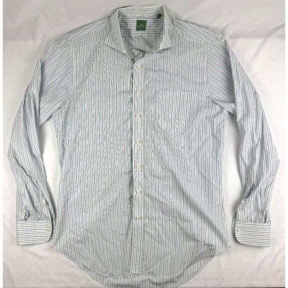 Sid Mashburn Dress Shirt Men's 15.5 Green Stripe Long Sleeve Classic Pocket - Picture 1 of 7